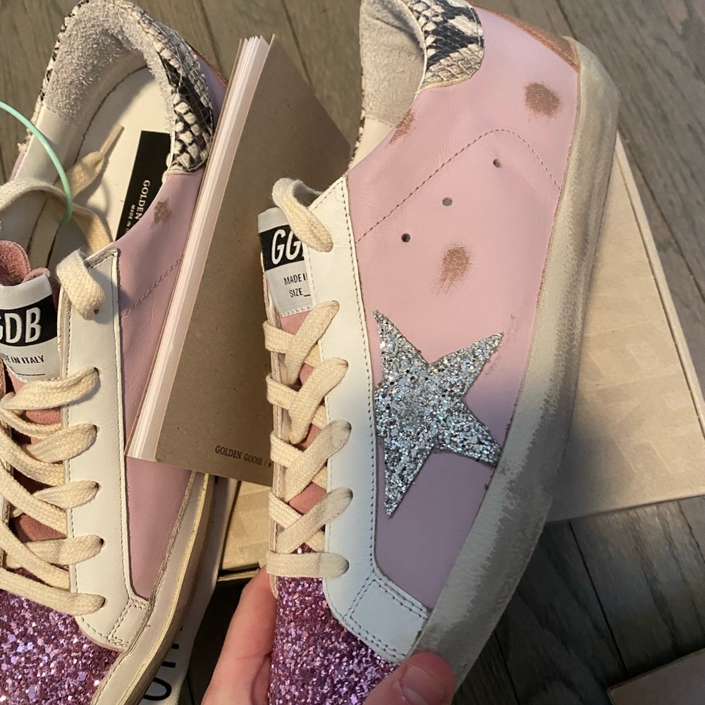 GOLDEN GOOSE Superstar Glittered Leather Sneakers - Picture 5 of 7